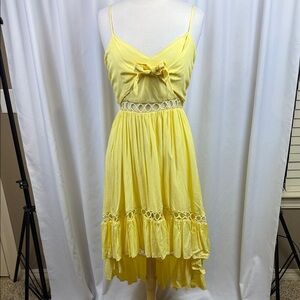 Main Strip Vibrant Yellow High Low Dress, Medium